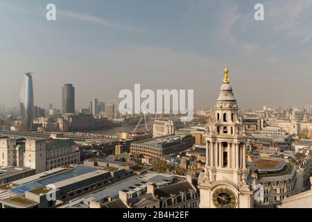 London, from above, Thames, Blackfriars Bridge, St Paul's Cathedral Stock Photo