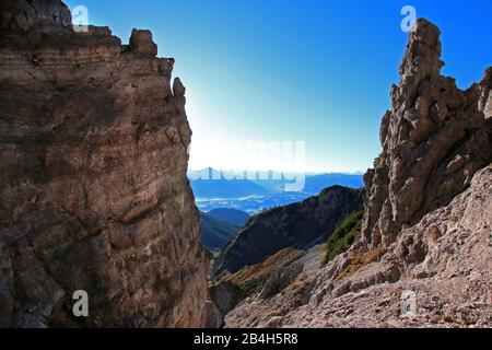 View from the Jubiläumssteig in the Wilder Kaiser to the Kitzbühel Alps Stock Photo