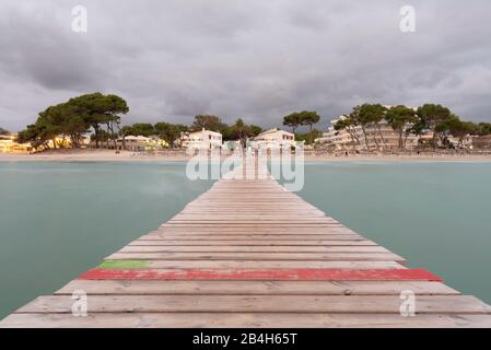Mallorca, Playa de Muro, boat dock to the beach, Stock Photo