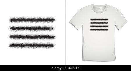 Print on t-shirt graphics design, spray lines black, isolated on white background vector Stock Vector