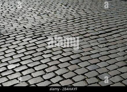 Europe, Belgium, Brussels, Old Town, Paving, Natural stone pavement, Cobblestone pavement Stock Photo