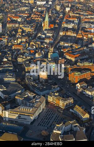 , city center of hamm with St. Paul's Church and Martin-Luther-church, 05.03.2013, aerial view, Germany, North Rhine-Westphalia, Ruhr Area, Hamm Stock Photo