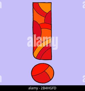 Exclamation mark, drawn as a vector illustration, in red tones in pop art style Stock Photo