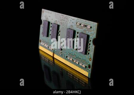 A RAM memory close-up in a black background Stock Photo