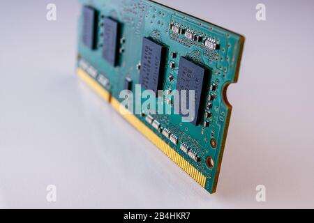 A RAM memory close-up in a white background Stock Photo