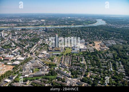 Aerial view of the city of Cologne with the Rhine in the background Stock Photo