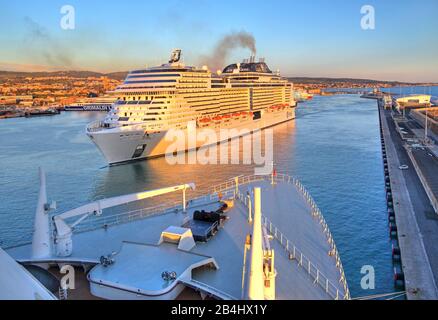 Cruise ship MSC Meraviglia in the harbor, Civitavecchia, Lazio, Italy Stock Photo