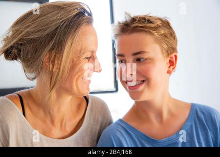look, son, mother, smile Stock Photo