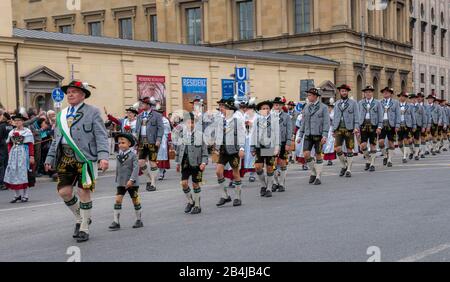Traditional Costume - and marksmen's parade to the Oktoberfest, Munich, Upper Bavaria, Bavaria, Germany, Europe Stock Photo
