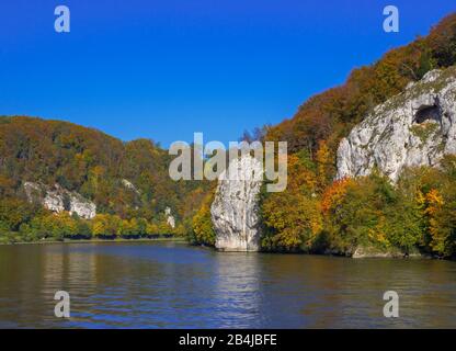 The Danube Mountains at Weltenburg Monastery near Kelheim, Lower Bavaria, Bavaria, Germany, Europe Stock Photo