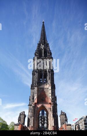 Memorial St. Nikolai, tower of the Nikolaikirche, Hamburg, Germany Stock Photo