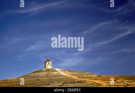 Windmill in Almonacid de Toledo., La Mancha, (Toledo), Spain Stock Photo