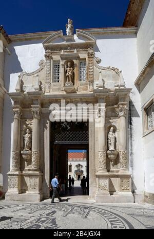 Europe, Portugal, Centro region, Coimbra, University, entrance portal Stock Photo