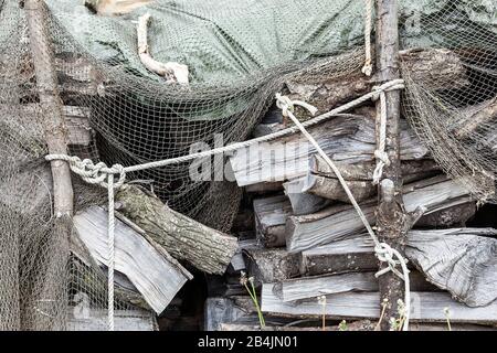 Logs, stack, storage bin Stock Photo