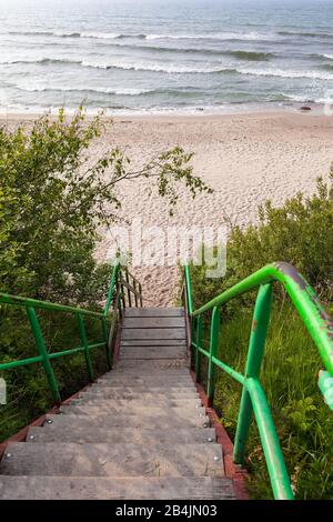 Baltic Sea, Rügen, Cape Arkona, beach, stairs, beach exit Stock Photo
