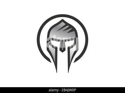 Warrior helmet logo, Warrior logo design template Stock Vector