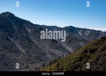 A view of the Great Smoky Mountains from Alum Cave Trail Stock Photo