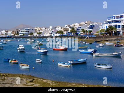 Charco de San Gines, Lagoon with fishing boats, Arrecife, Lanzarote ...