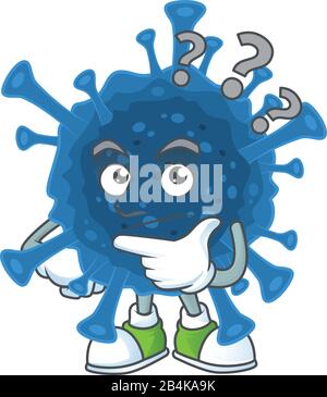 Coronavirus desease cartoon mascot style in a confuse gesture Stock Vector