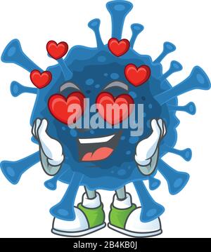 A romantic coronavirus desease cartoon mascot design style Stock Vector