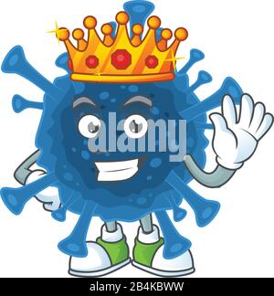 A dazzling of coronavirus desease stylized of King on cartoon mascot design Stock Vector