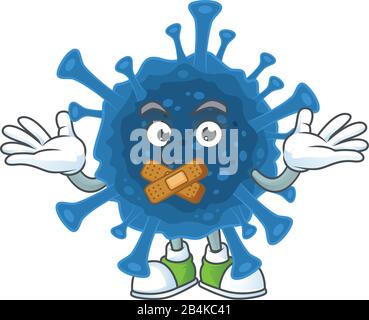 mascot cartoon character design of coronavirus desease making a silent gesture Stock Vector