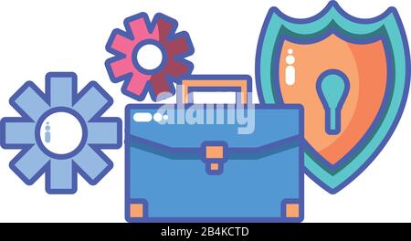 briefcase with seo icons on white background vector illustration design Stock Vector