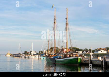 Germany, Mecklenburg-Western Pomerania, Hiddensee, Petrine sailing ship, harbor monastery, Hiddensee Island Stock Photo