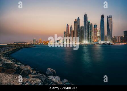 United Arab Emirates, Dubai Marina, Skyline, Middle East, Stock Photo