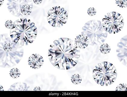 Sparkling water clear diamonds realistic vector seamless pattern Stock Vector