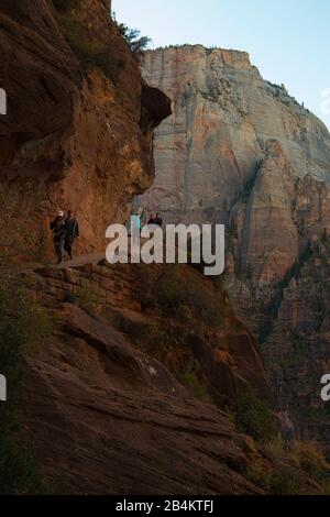 USA, Utah, Springdale, Zion National Park, hiking trail to Angels Landing Stock Photo