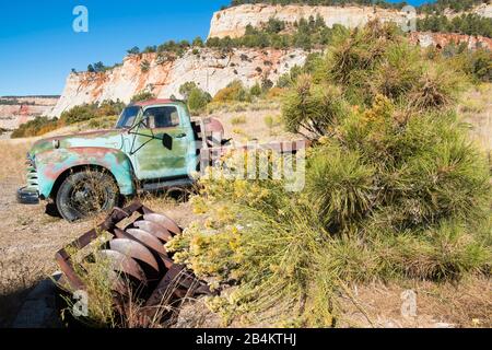 USA, Utah, Springdale, Zion NP with Mount Carmel Hwy 9 Stock Photo