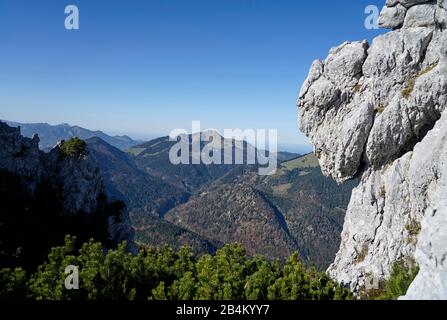 Germany, Bavaria, Upper Bavaria, Ruhpolding, Chiemgau Alps, Hörndlwand, 1684m, rock face, view of the Hochgern, 1744m Stock Photo