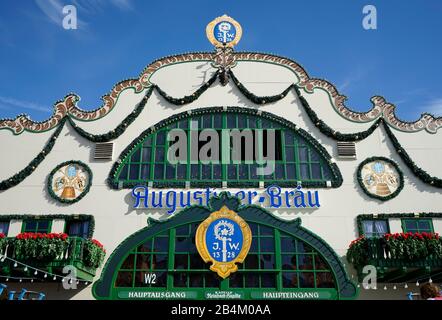 Germany, Bavaria, Munich, Oktoberfest, marquee, Augustinerbräu, entrance, facade Stock Photo