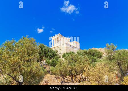 The Propylaea, The monumental gateway to the Acropolis, Athens, Greece, Europe, Stock Photo