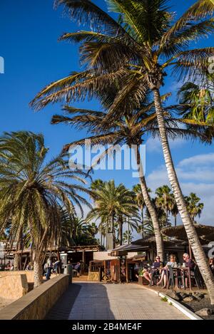 Spain, Canary Islands, Fuerteventura Island,  Caleta de Fuste, beach promenade Stock Photo