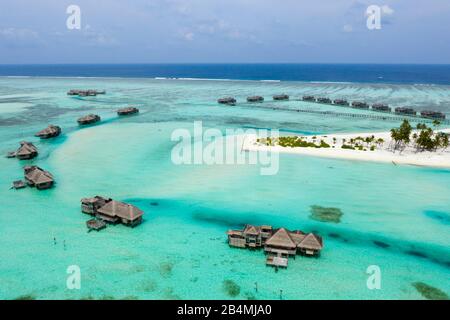 Aerial View of Vacation Island Lankanfushi, North Male Atoll, Indian Ocean, Maldives Stock Photo