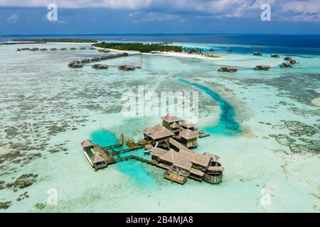 Aerial View of Vacation Island Lankanfushi, North Male Atoll, Indian Ocean, Maldives Stock Photo