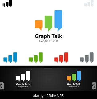 Business Consulting Talk Stats Logo, Speech Bubble and Growth Graph Vector Design Stock Vector