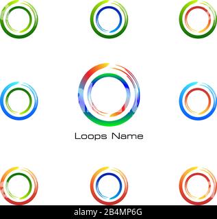 Abstract Loop Logo with Geometric Circle Wheels set. Business icon, web, Vector Label and Emblem. Stock Vector