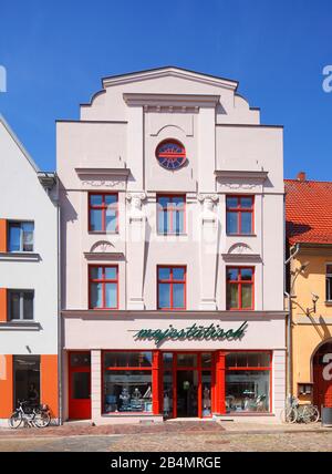 historic house facade, Güstrow, Mecklenburg-West Pomerania, Germany, Europe Stock Photo