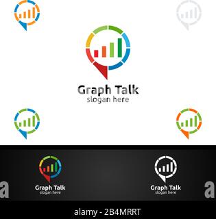 Business Consulting Talk Stats Logo, Speech Bubble and Growth Graph Vector Design Stock Vector