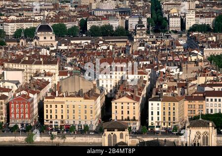 Overview of the city of Lyon, France, Auvergne-Rhone-Alpes Stock Photo