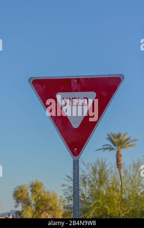 Yield Sign, Road Sign, Warning, Yield to Traffic, Arizona USA