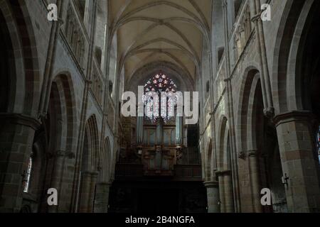 The Basilica of St. Tugdual is a Roman Catholic parish church in Tréguier. Tréguier is a commune in the Côtes-d'Armor department in Brittany; Tréguier is the historic capital of the Trégor. Stock Photo