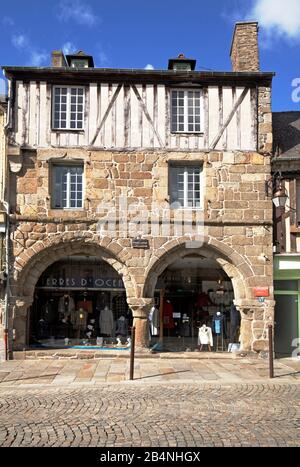 Dol-de-Bretagne is a commune in the Ille-et-Vilaine department in the Brittany region. Awarded as 'Petite cité de caractère', small place with character. Maison romane La Grisardière. Stock Photo