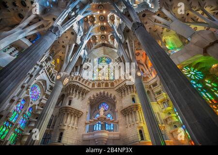 Spain, Catalonia, Barcelona City, Gaudi's Sagrada Familia Basilica Stock Photo