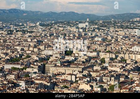 Beautiful aerial view of Marseille shot at sunset Stock Photo