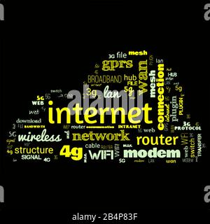 Words cloud related to internet and networking Stock Vector