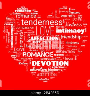 Words Cloud In Heart Shape Containing Words Related To Love And Affection Stock Vector Image Art Alamy